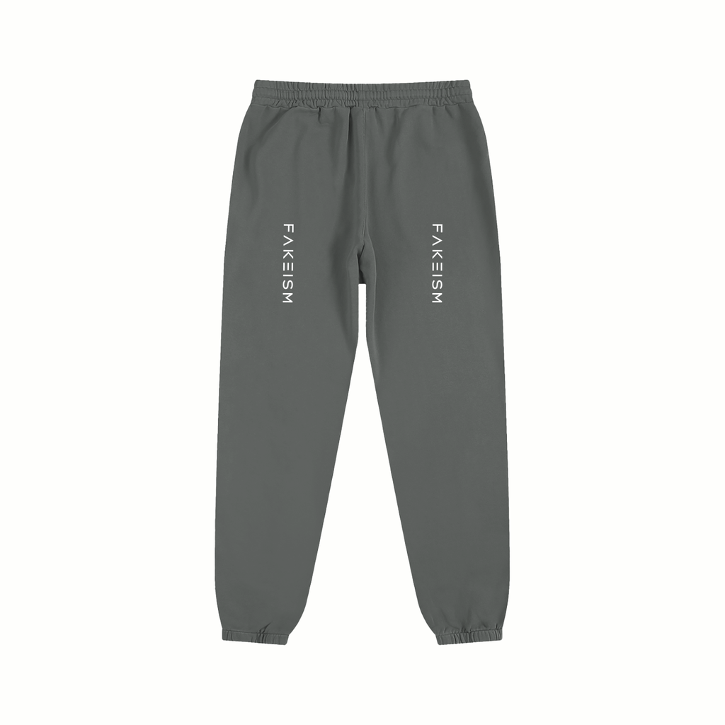 FAKEISM Split Logo Cotton Sweatpants- Gray