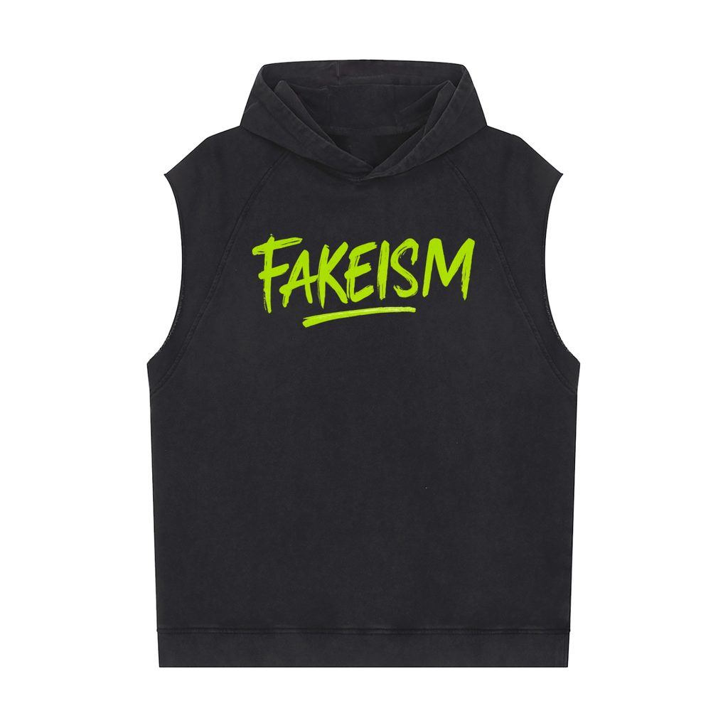 Graffiti Green Snow Washed Sleeveless Hoodie