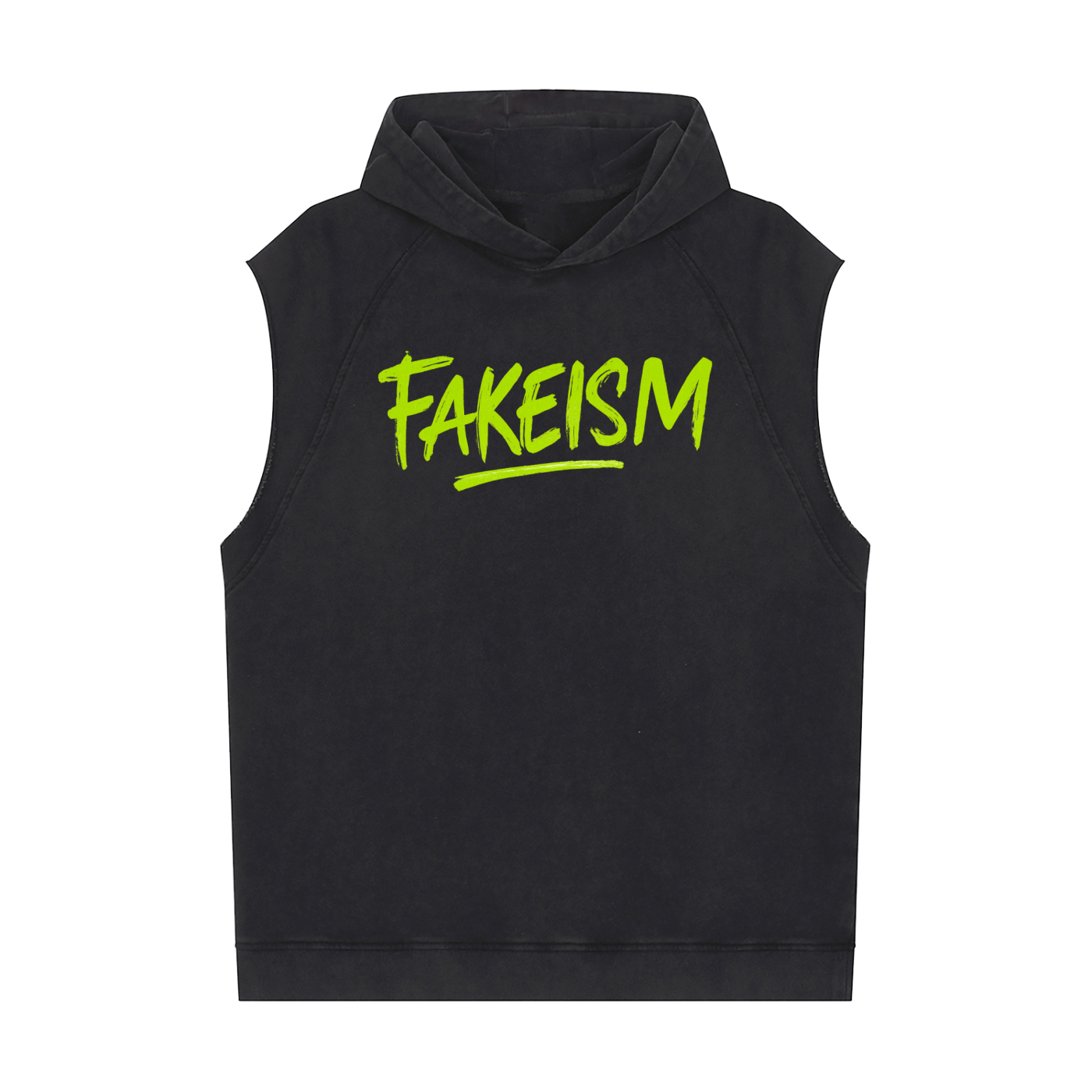 Graffiti Green Snow Washed Sleeveless Hoodie