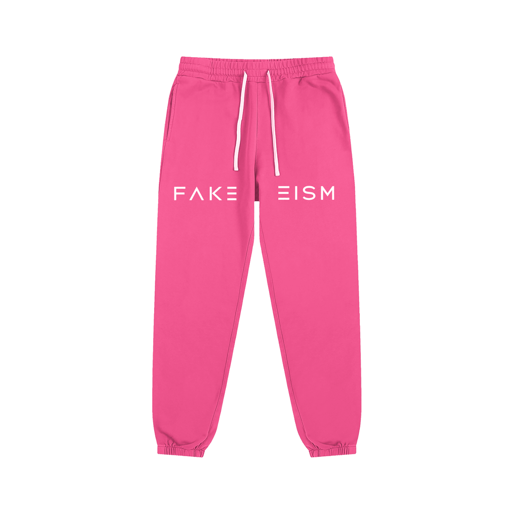 FAKEISM Split Logo Cotton Sweatpants - Pink