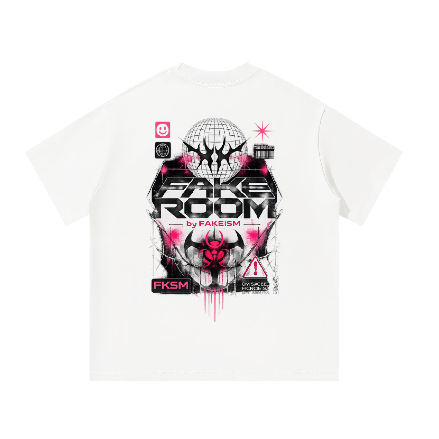 FAKE ROOM Hazard Signal Heavyweight Oversized Tee – White