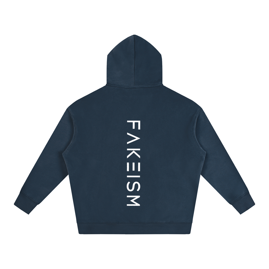 FAKEISM® Past To Future Oversized Fleeced Hoodie — Navy Blue