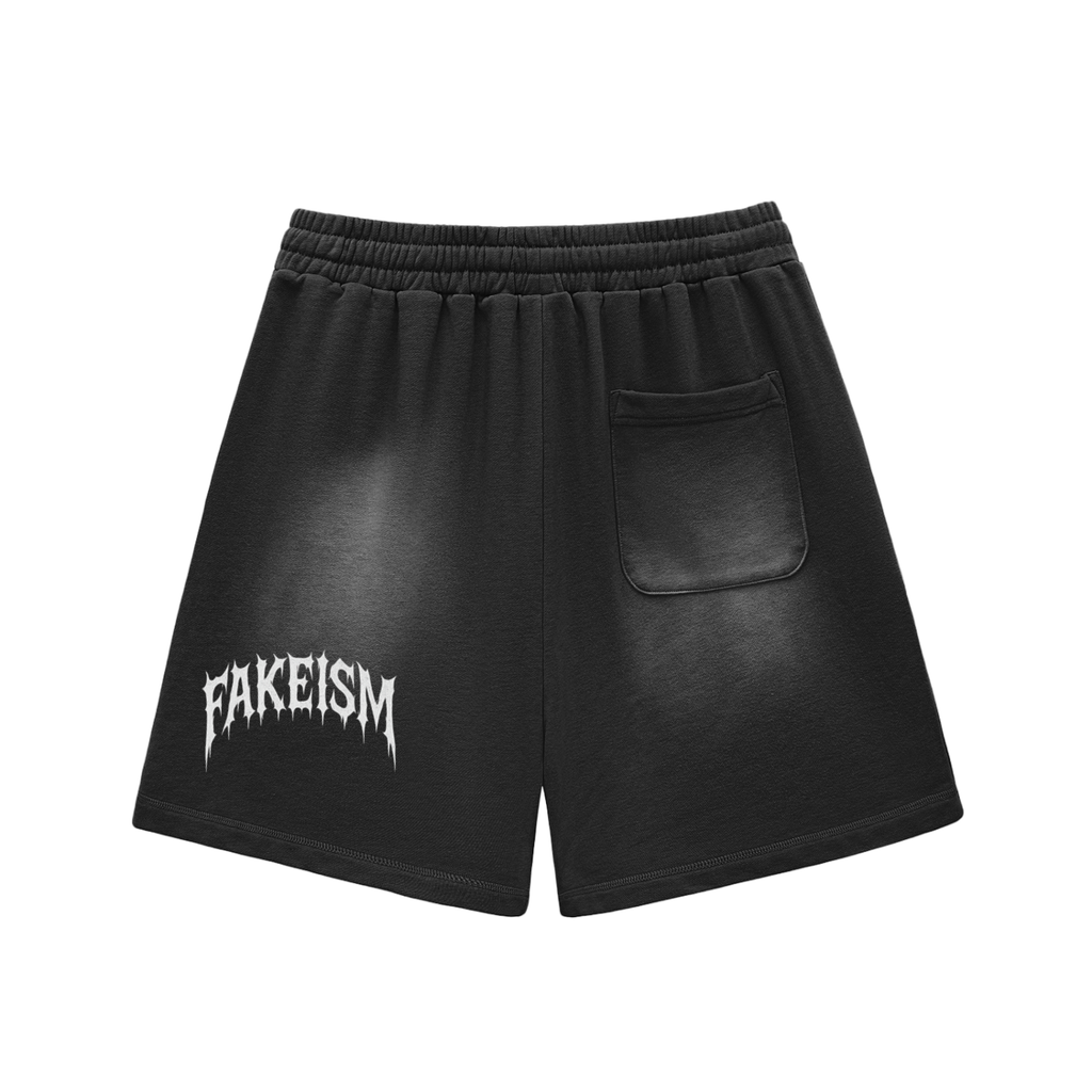 Grunge FAKEISM - Sun Fade Raw Edge Cotton Shorts