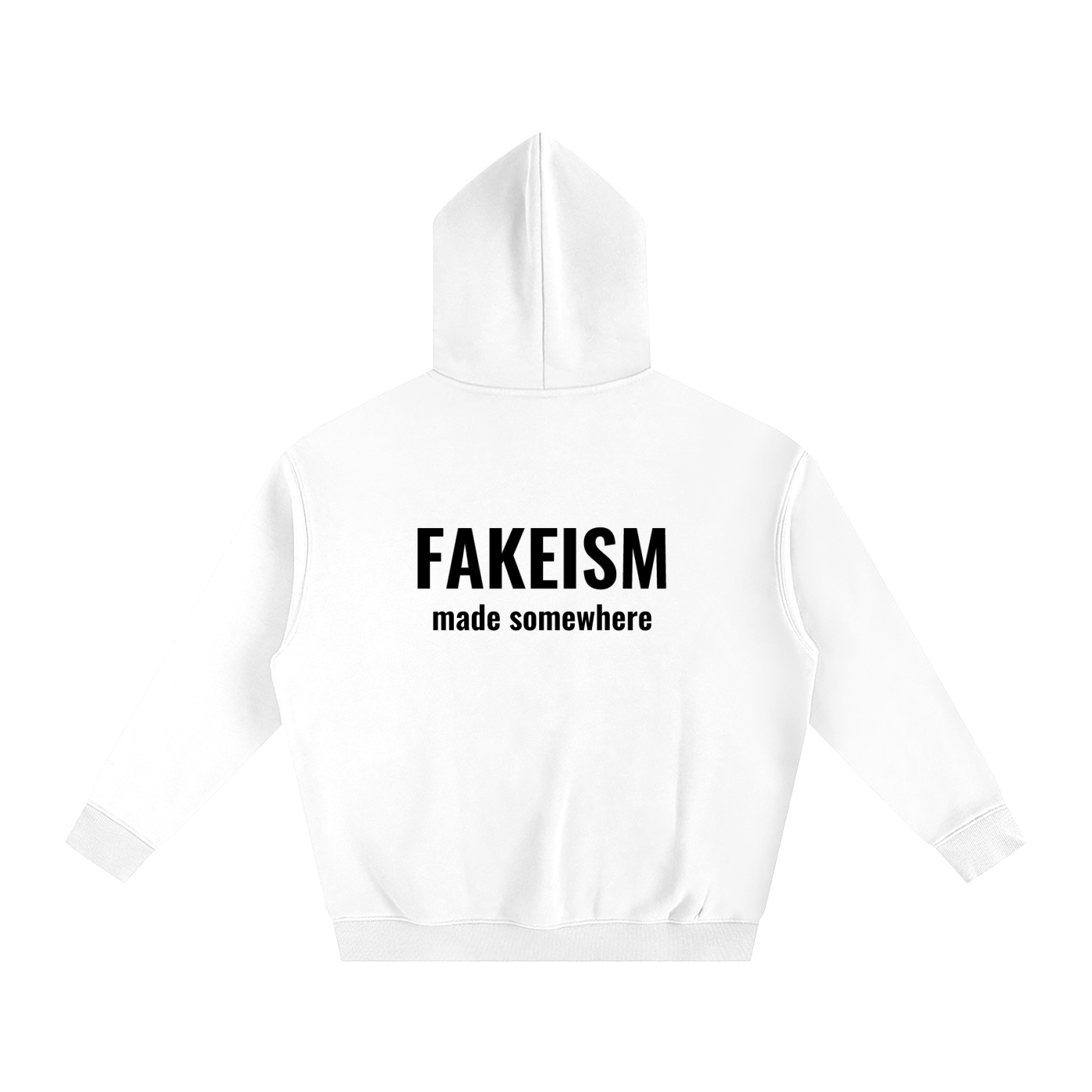 Oversize Fleeced Hoodie - White with black label