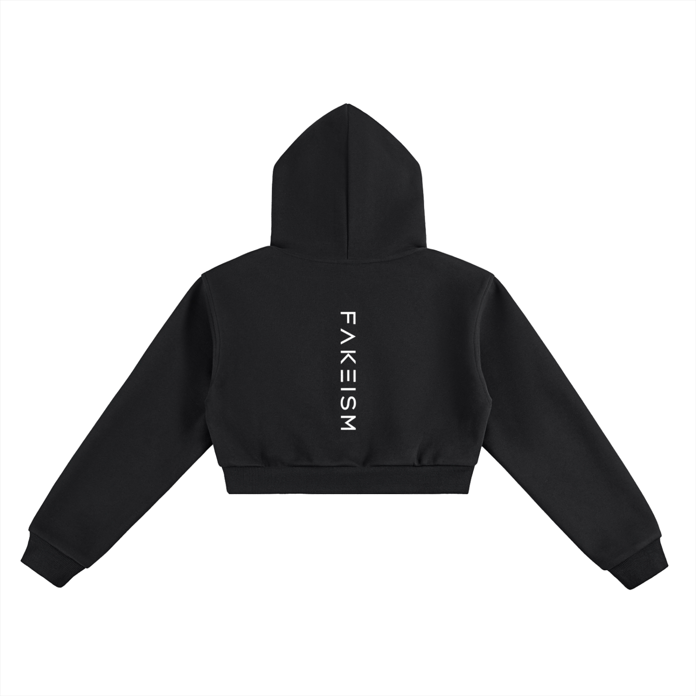 FAKEISM Past To Future Cropped Hoodie — Black