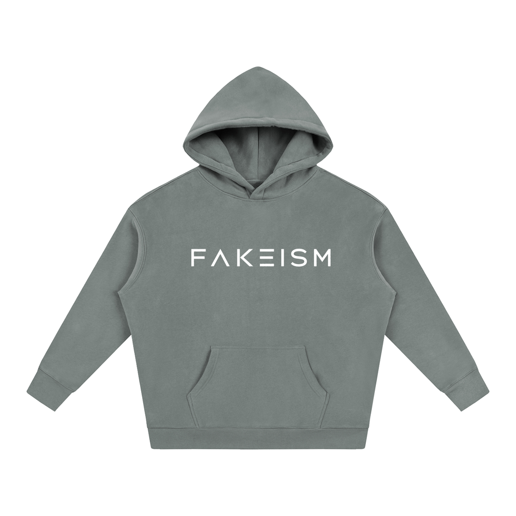FAKEISM® Past To Future Unisex Oversized Fleeced Hoodie — Grey