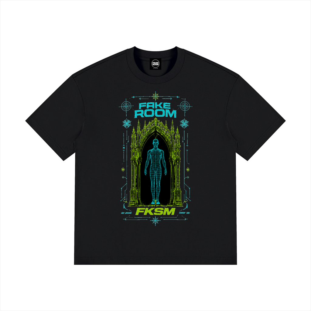 FAKE ROOM  Digital Trance Portal Oversized Tee