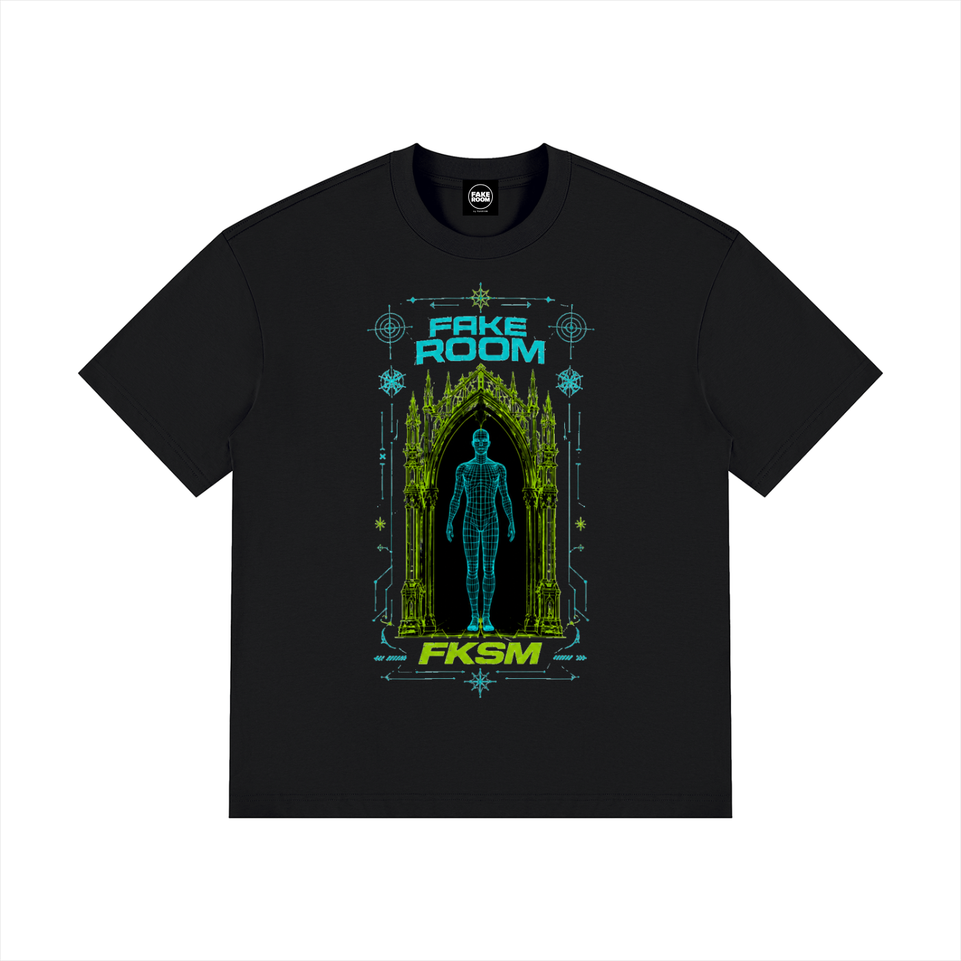 FAKE ROOM  Digital Trance Portal Oversized Tee