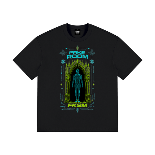 FAKE ROOM  Digital Trance Portal Oversized Tee