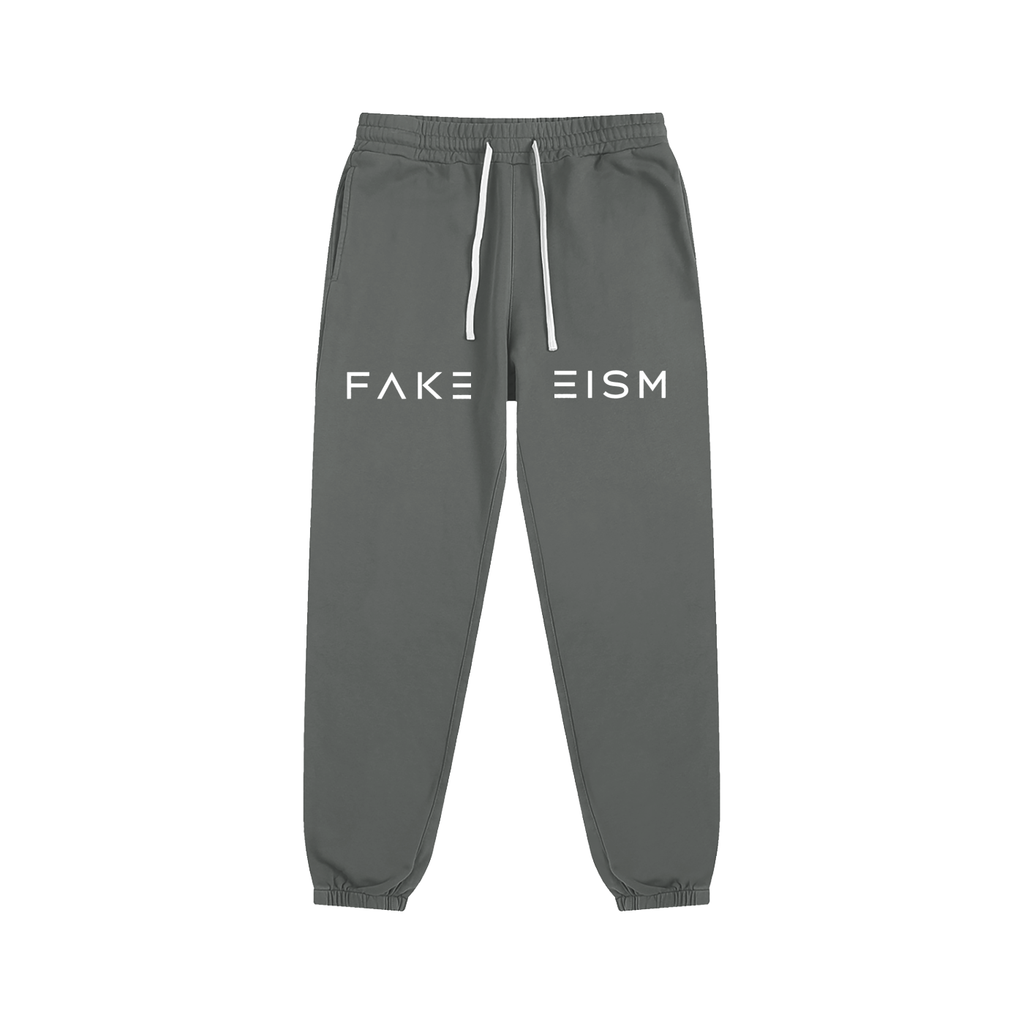 FAKEISM Split Logo Cotton Sweatpants- Gray