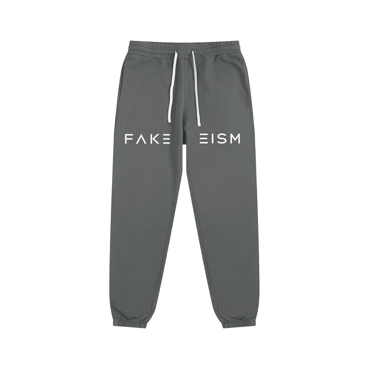 FAKEISM Split Logo Cotton Sweatpants- Gray