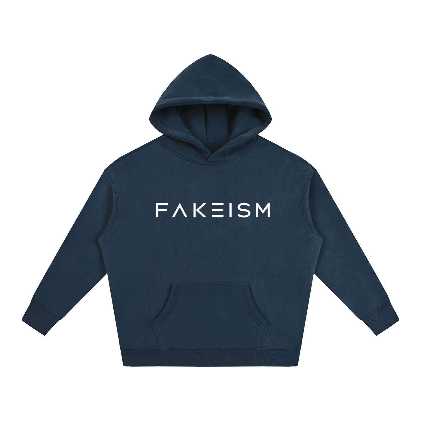 FAKEISM® Past To Future Oversized Fleeced Hoodie — Navy Blue