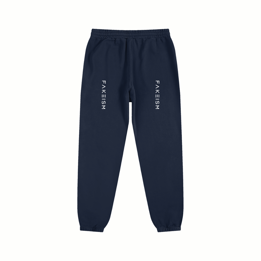 FAKEISM Split Logo Cotton Sweatpants- Navy Blue