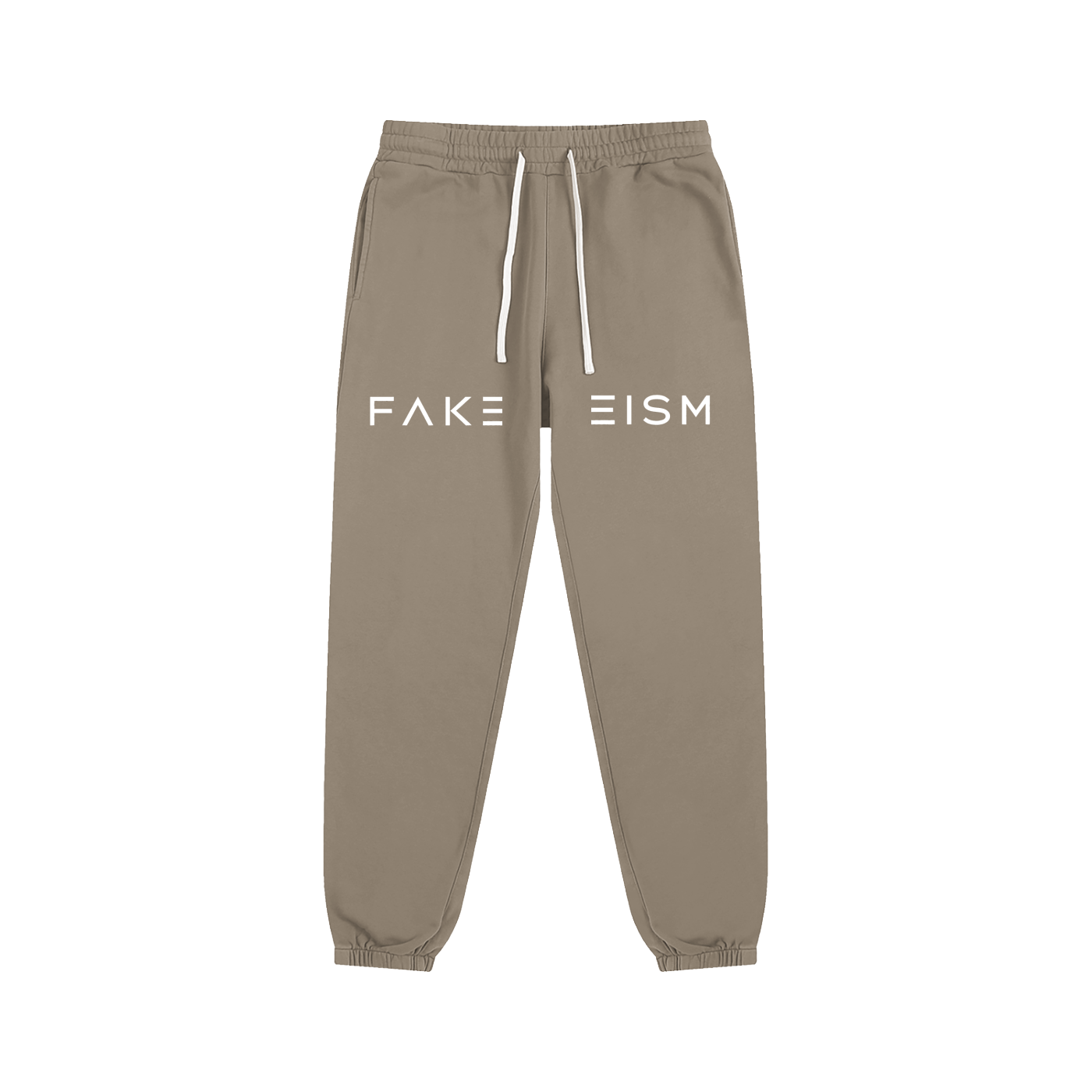 FAKEISM Split Logo Cotton Sweatpants- Gray Coffee