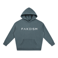FAKEISM® Past To Future Oversized Fleeced Hoodie — Grey Blue