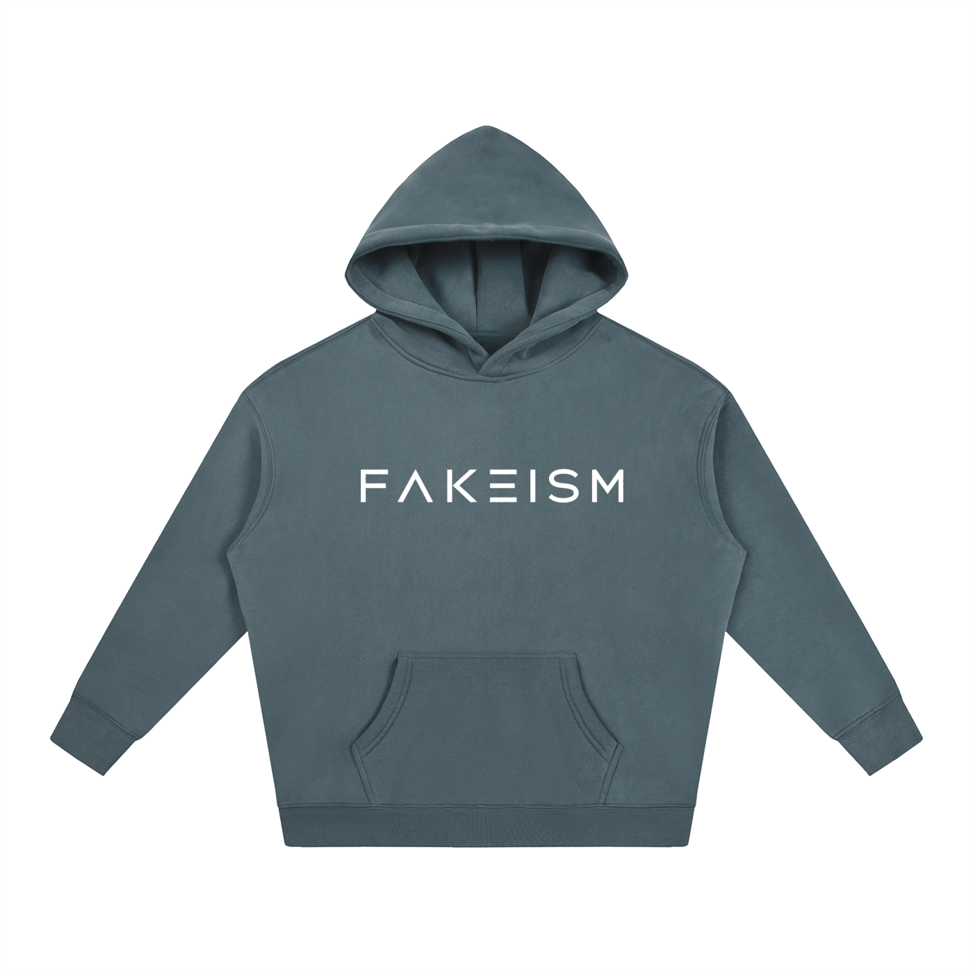 FAKEISM® Past To Future Oversized Fleeced Hoodie — Grey Blue