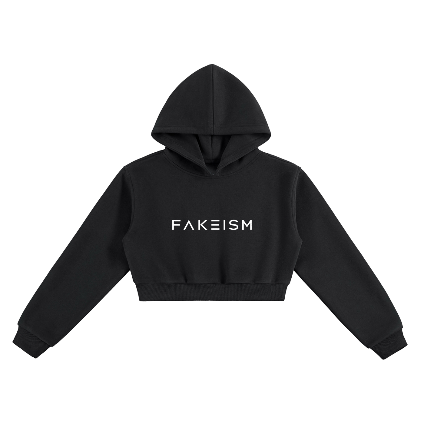 FAKEISM Past To Future Cropped Hoodie — Black