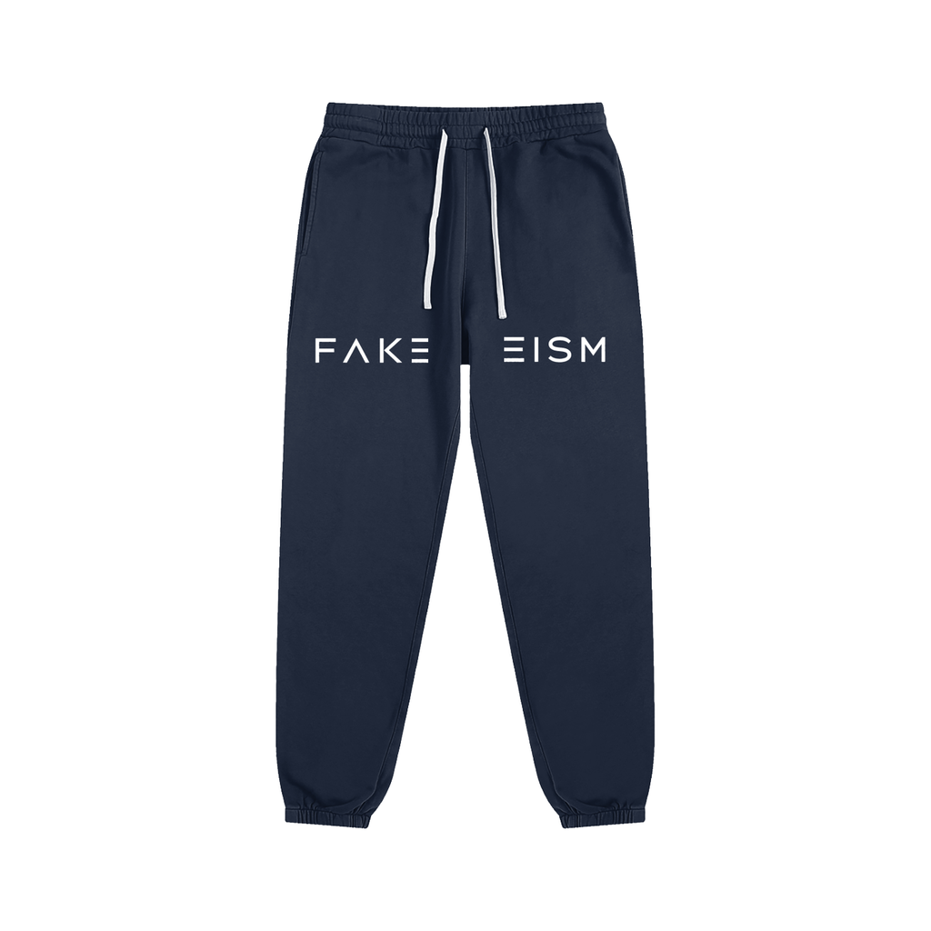 FAKEISM Split Logo Cotton Sweatpants- Navy Blue