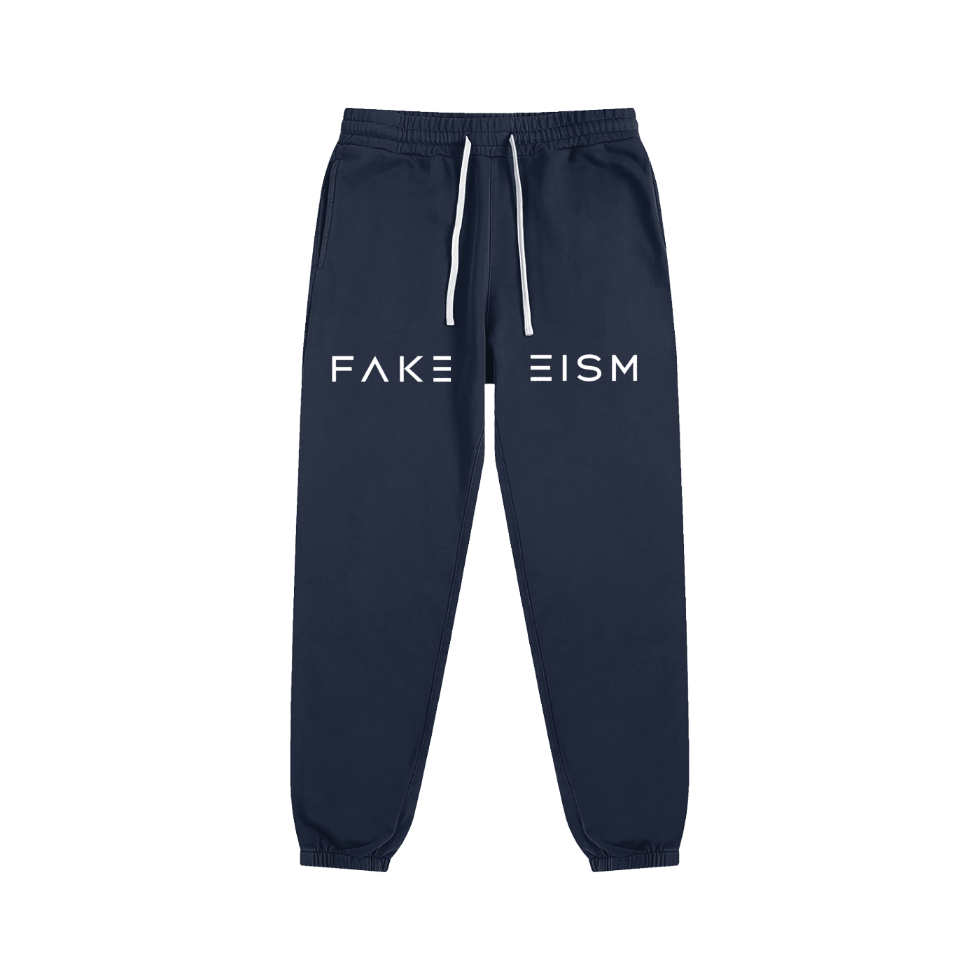 FAKEISM Split Logo Cotton Sweatpants- Navy Blue