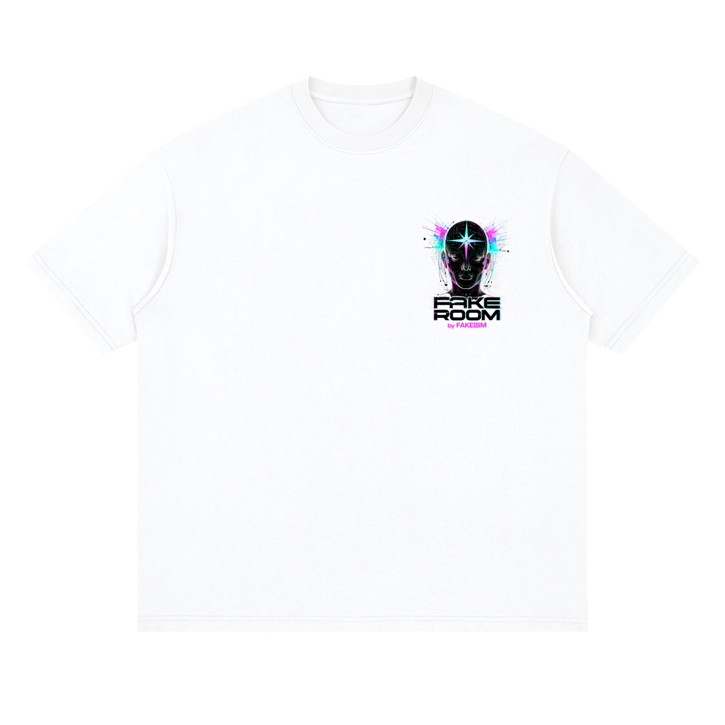 FAKE ROOM Neural Frequency Oversized Tee – White