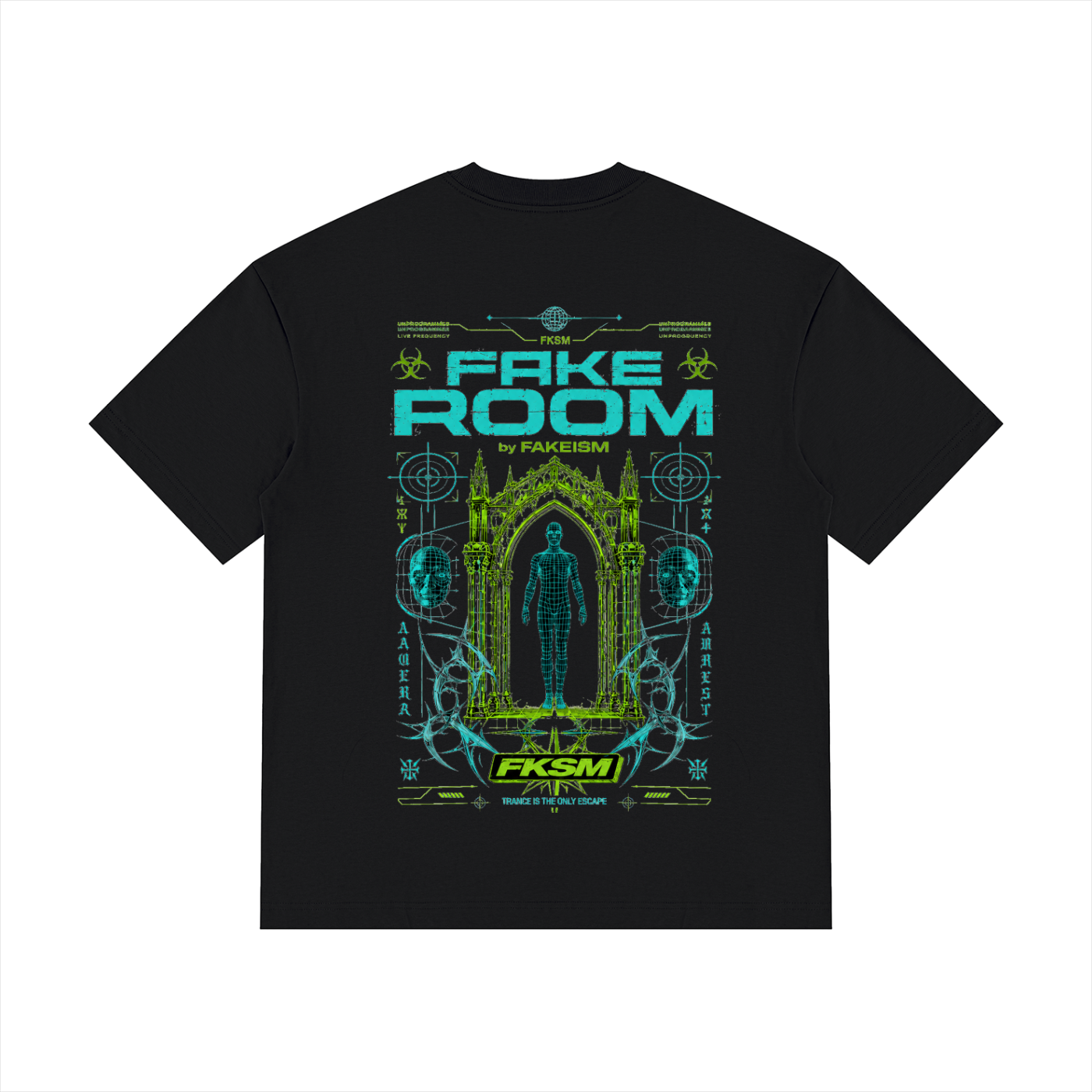 FAKE ROOM  Digital Trance Portal Oversized Tee