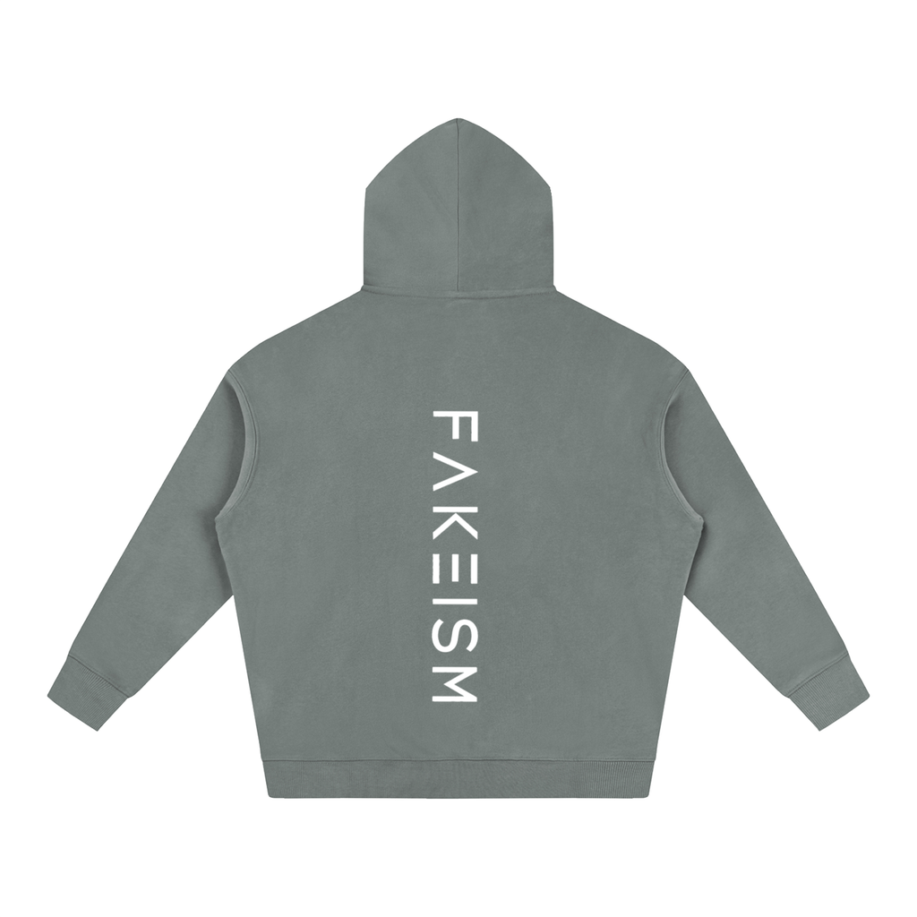 FAKEISM® Past To Future Unisex Oversized Fleeced Hoodie — Grey