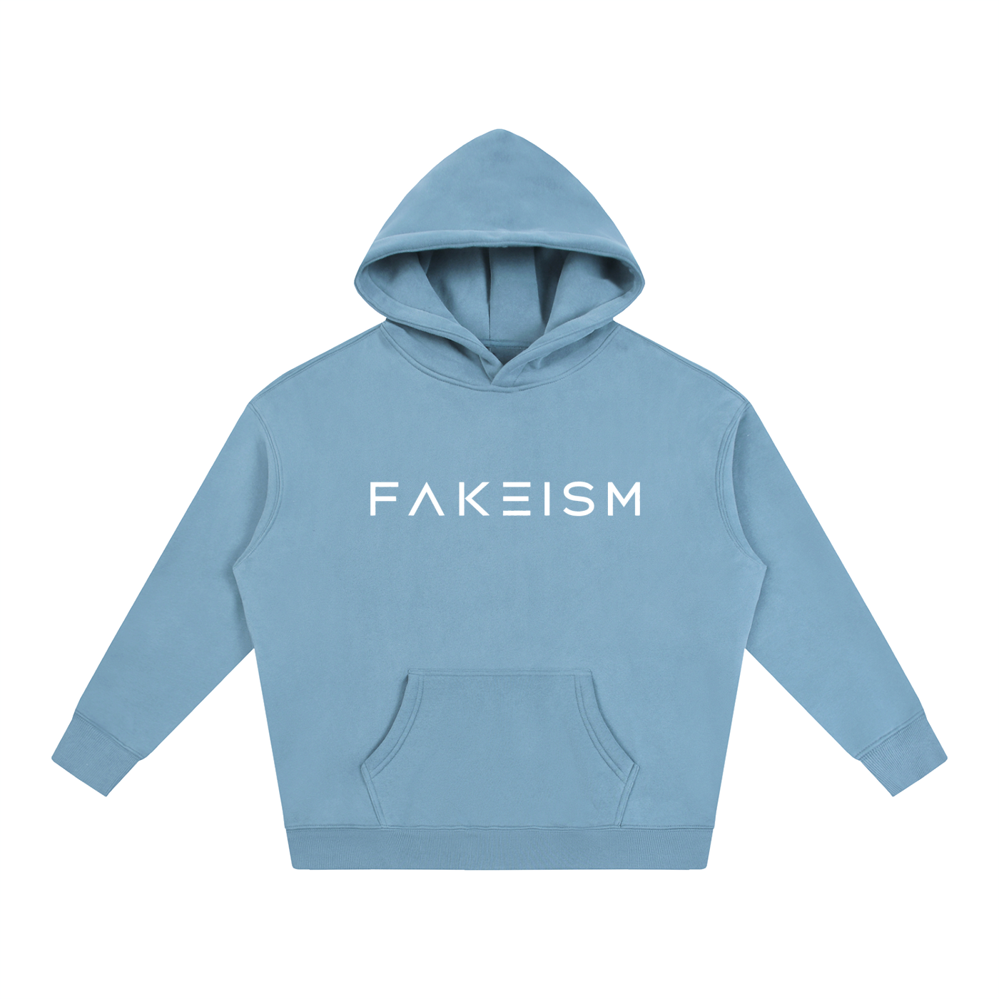 FAKEISM® Past To Future Oversized Fleeced Hoodie — Medium Blue