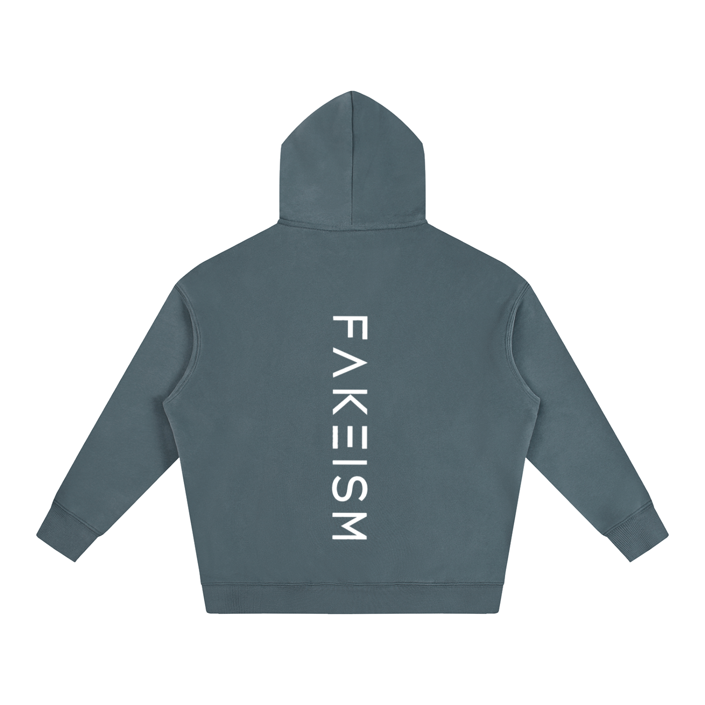 FAKEISM® Past To Future Oversized Fleeced Hoodie — Grey Blue