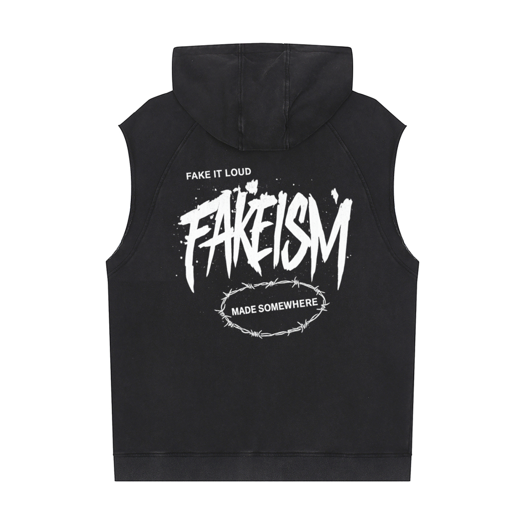 FAKEISM Snow Washed Sleeveless Hoodie