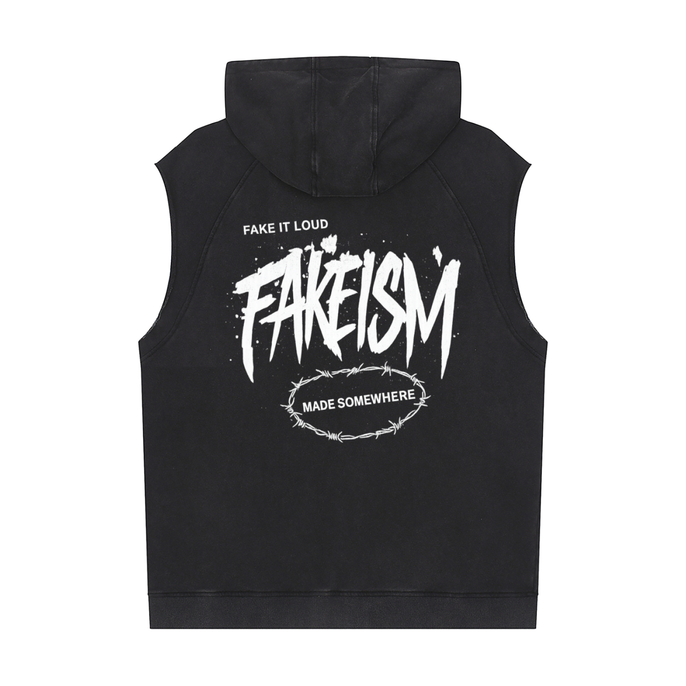 FAKEISM Snow Washed Sleeveless Hoodie