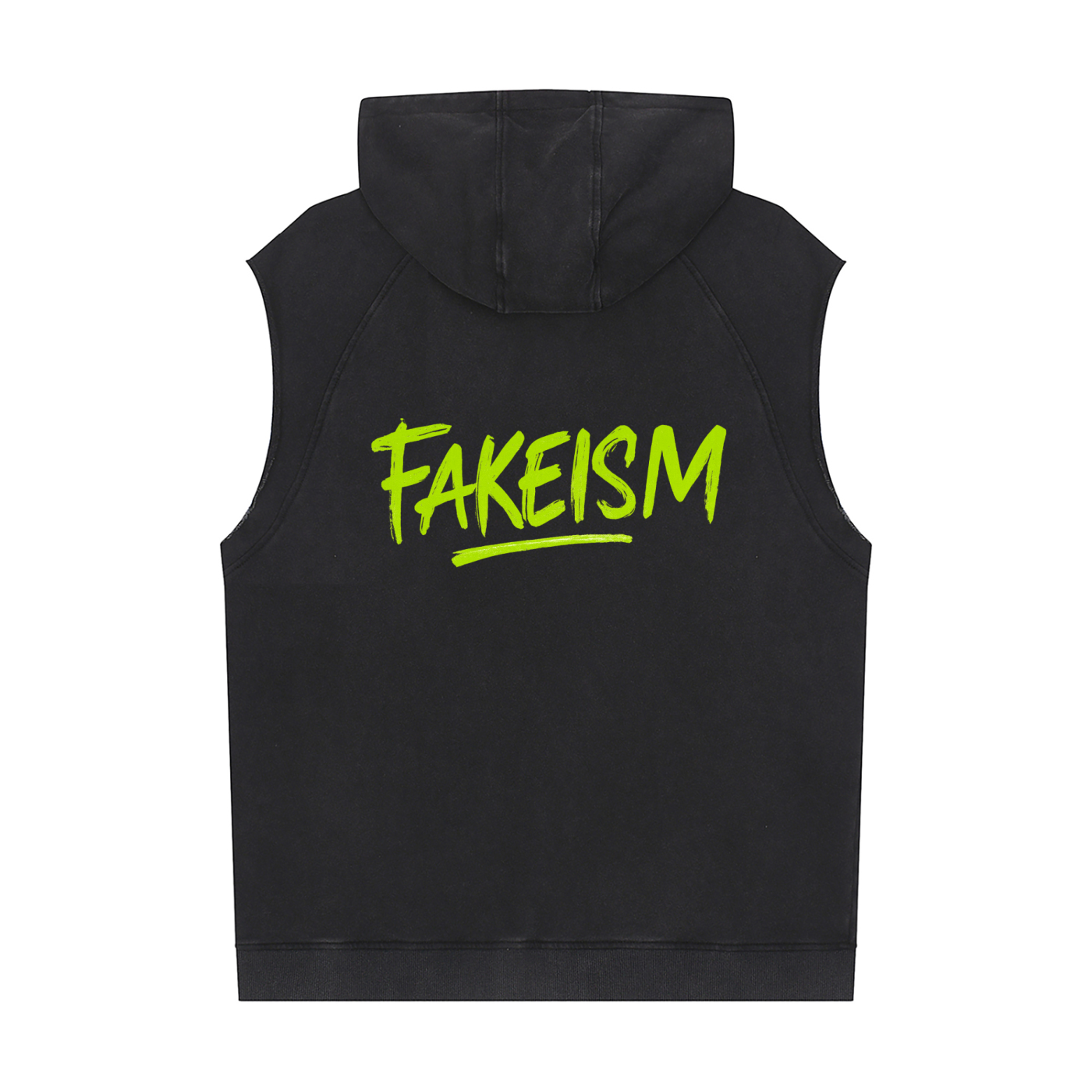Graffiti Green Snow Washed Sleeveless Hoodie