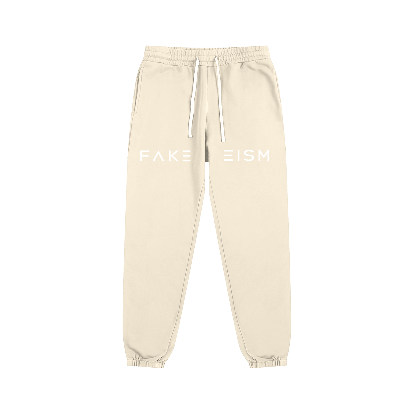 FAKEISM Split Logo Cotton Sweatpants - Cream Apricot