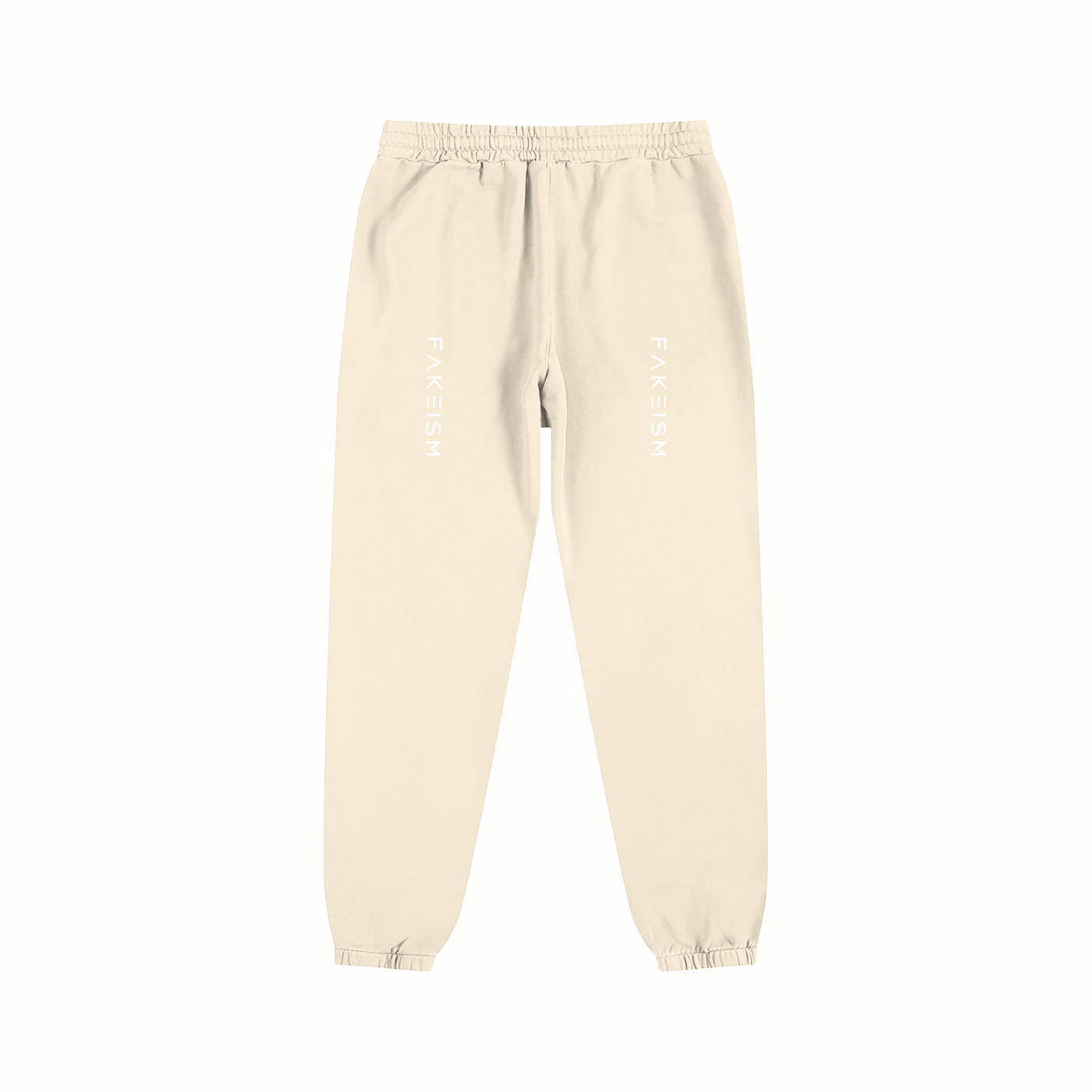 FAKEISM Split Logo Cotton Sweatpants - Cream Apricot
