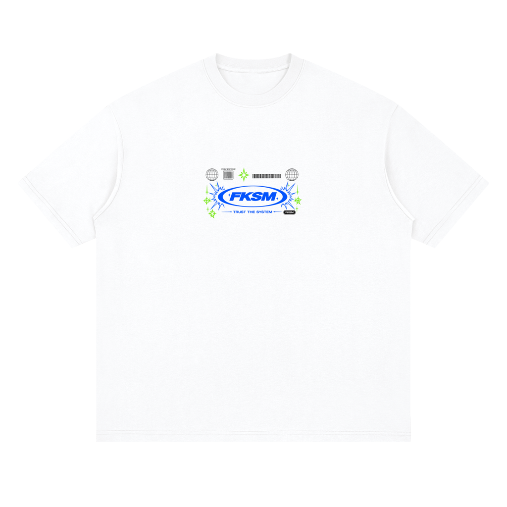 FAKE ROOM Trust The System Oversized Tee – White