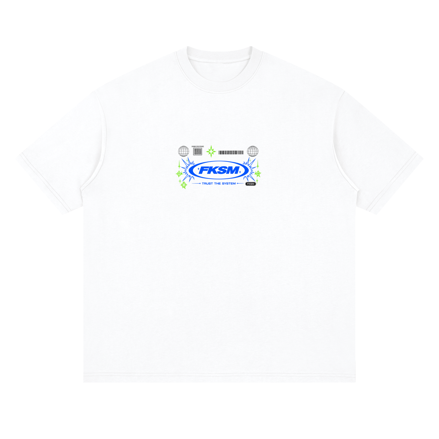 FAKE ROOM Trust The System Oversized Tee – White