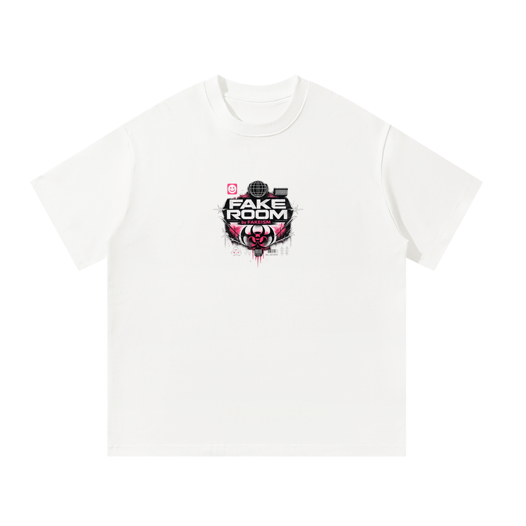 FAKE ROOM Hazard Signal Heavyweight Oversized Tee – White
