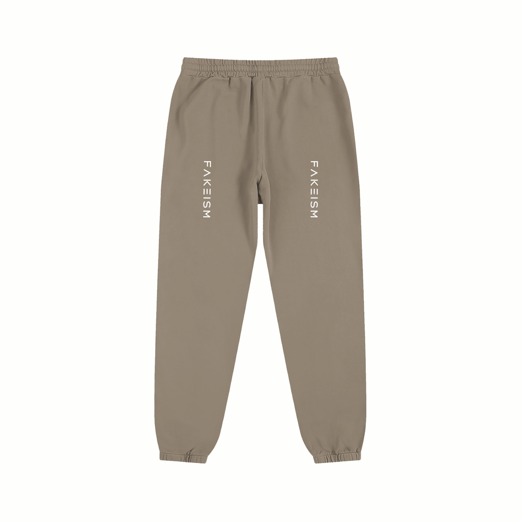 FAKEISM Split Logo Cotton Sweatpants- Gray Coffee