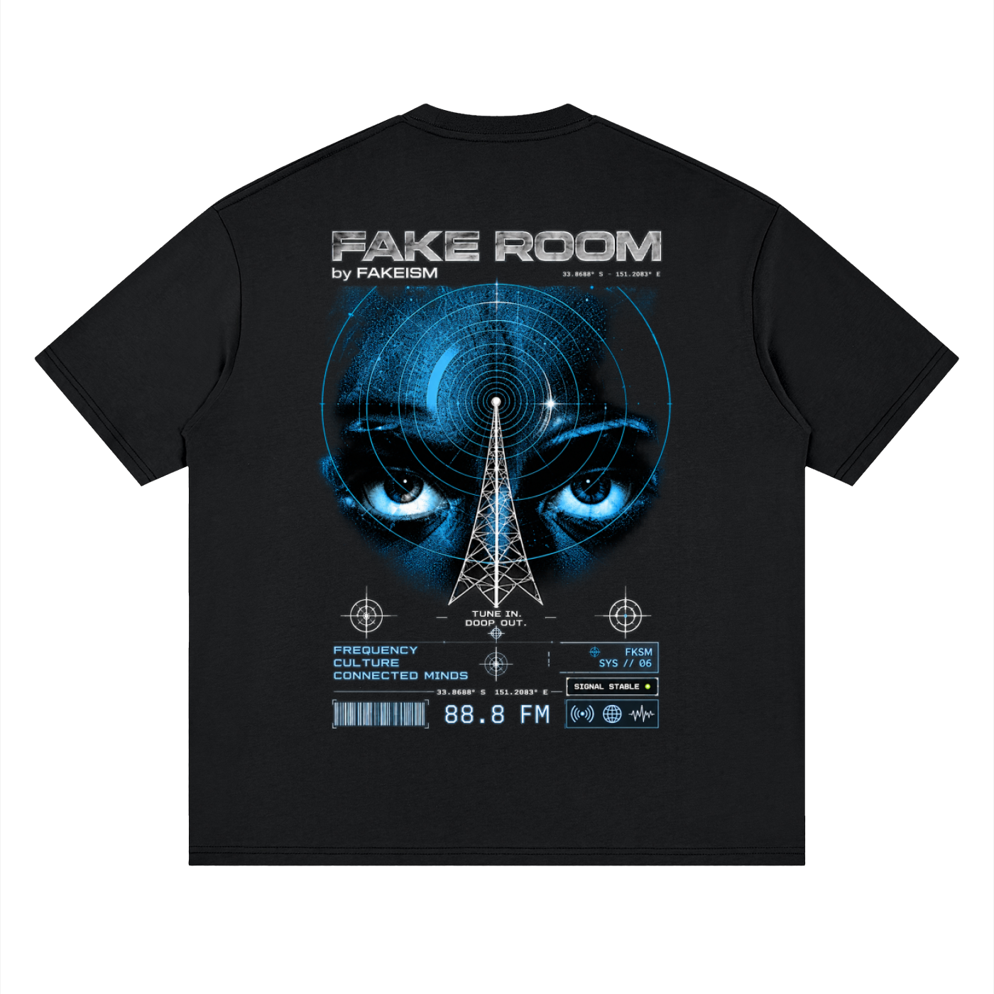 FAKE ROOM 88.8 Frequency Oversized Tee