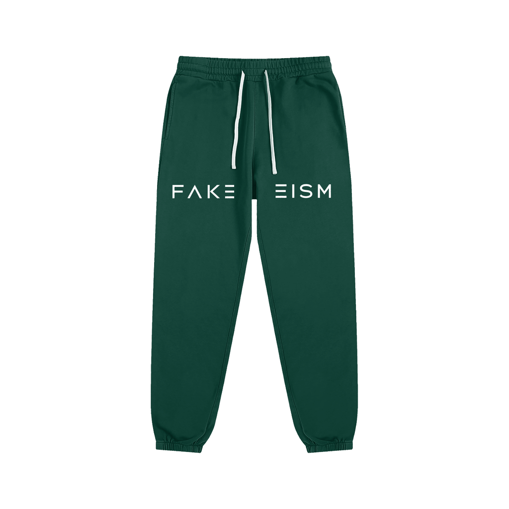 FAKEISM Split Logo Cotton Sweatpants- Forrest Green
