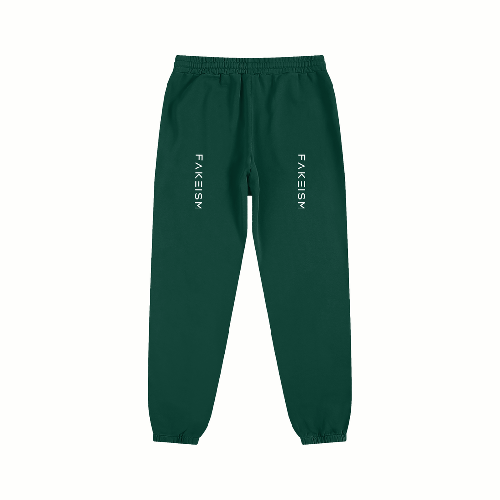 FAKEISM Split Logo Cotton Sweatpants- Forrest Green