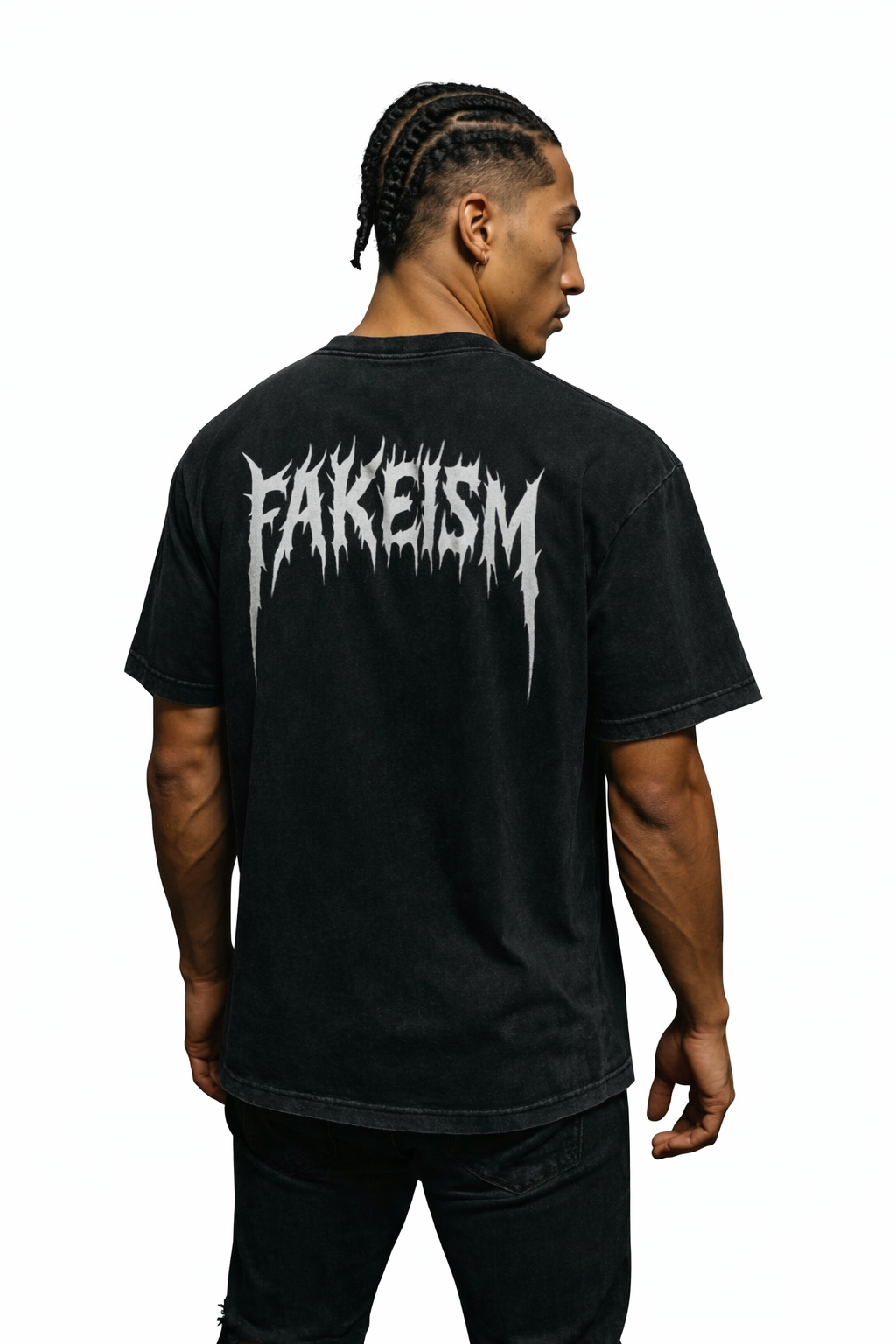 FAKEISM Metal Logo Oversized Tee – Snow Washed Heavyweight