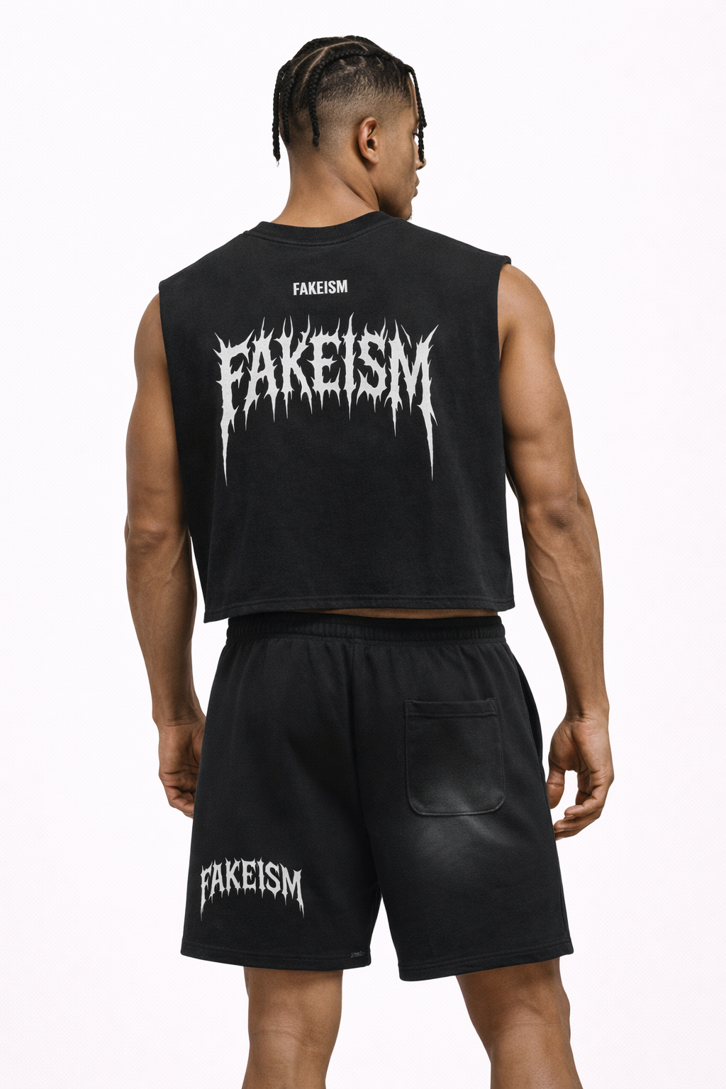FAKEISM Grunge Sweat Shorts — Sun-Faded Raw Edge Fit