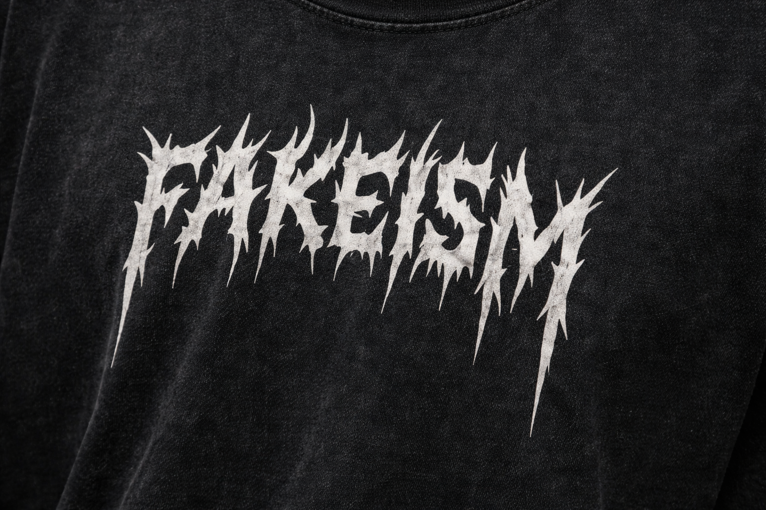 FAKEISM Metal Logo Oversized Tee – Snow Washed Heavyweight