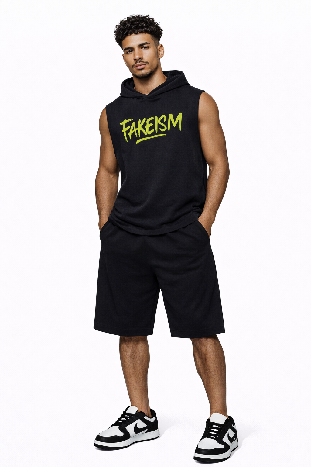 FAKEISM Graffiti Green Sleeveless Hoodie