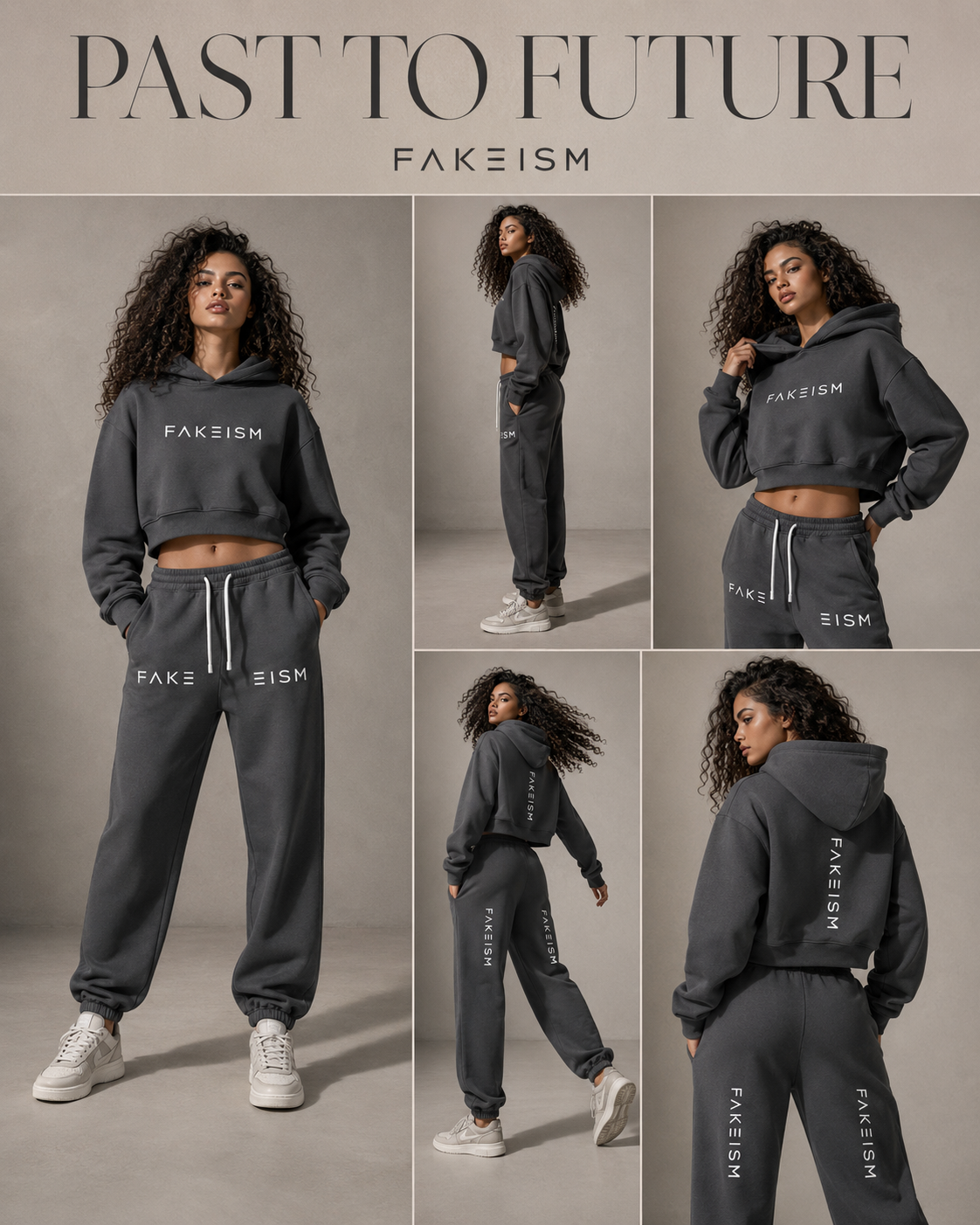 FAKEISM Past To Future Cropped Hoodie —